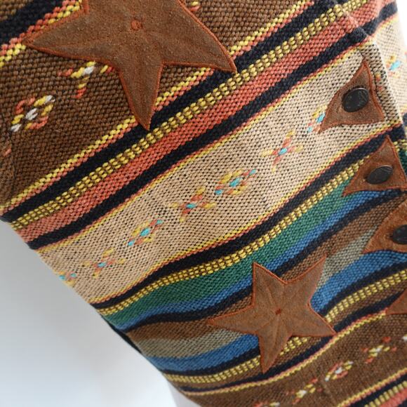 Vintage Jane Ashley Western Rodeo Vest Woven Suede Stars Women Large Petite - Picture 7 of 13